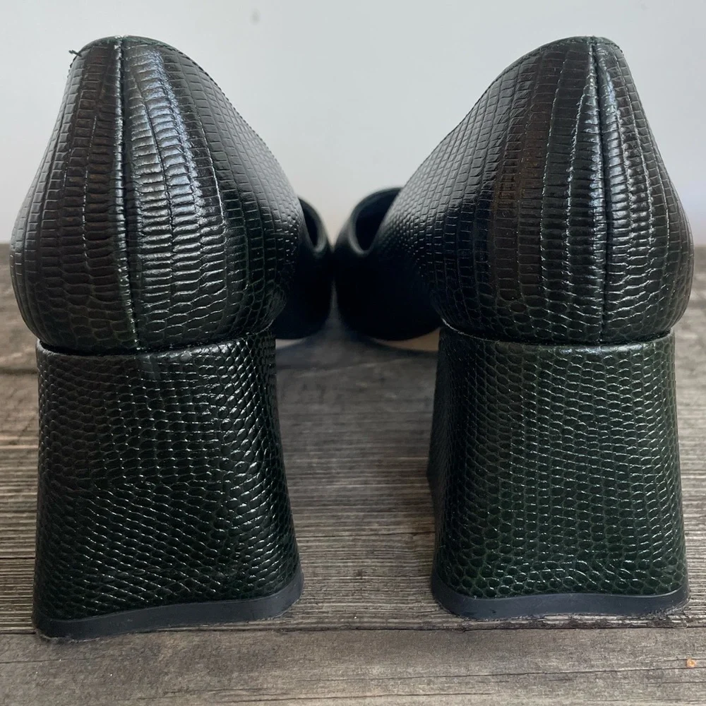 Miista Aloisie Bottle Green Lizard Effect Leather Heels - Picture 5 of 8